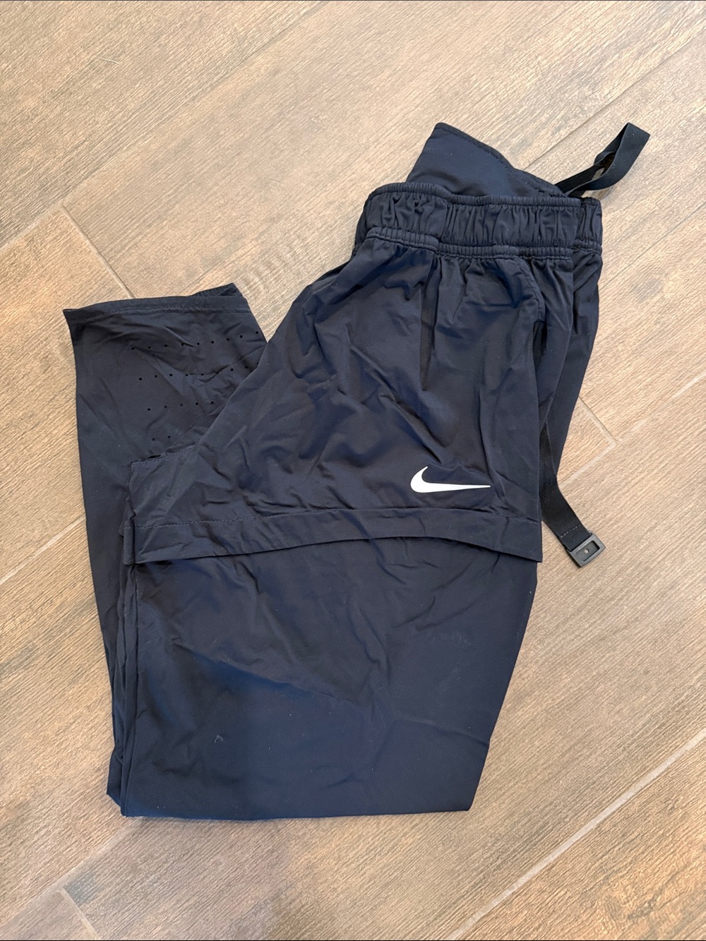 Nike Black Drifit Jogger Track Pants with White Swoosh